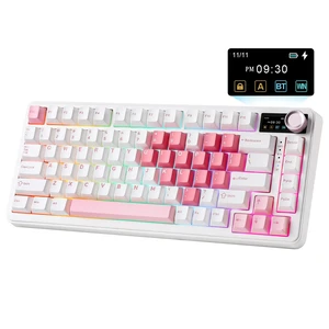 B75 PRO MAX 75% Mechanical Keyboard (White Heart,Candy Switch) | QMK/VIA, Wireless Keyboard with Screen and Knob, Custom Hot Swap, Gasket Mount, Creamy Switches, RGB for Gaming/Win/Mac B75 PRO MAX 75% Mechanical Keyboard (White Heart,Candy Switch) | QMK/VIA, Wireless Keyboard with Screen and Knob, Custom Hot Swap, Gasket Mount, Creamy Switches, RGB for Gaming/Win/Mac