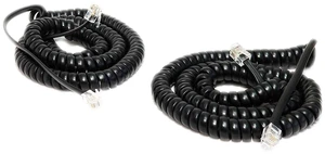 (Pack of 2) Black Coiled Telephone Phone Handset Cable Cord, Coiled Length 3 to 12 feet Uncoiled (Value Pack) (Pack of 2) Black Coiled Telephone Phone Handset Cable Cord, Coiled Length 3 to 12 feet Uncoiled (Value Pack)