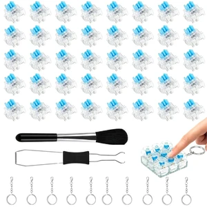 50 Pcs Blue Clicky Mechanical Keyboard Switches, 3 Pin Tactile Clicker Kit | with 10 Extra Key Rings, MX Switches for 3D Print Clickers & Fidget Clicker Insert 50 Pcs Blue Clicky Mechanical Keyboard Switches, 3 Pin Tactile Clicker Kit | with 10 Extra Key Rings, MX Switches for 3D Print Clickers & Fidget Clicker Insert