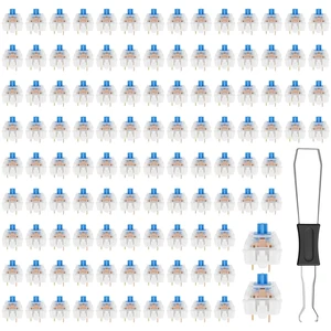 110 Pcs Blue Mechanical Keyboard Switches | 3-Pin Clicky Switch Set with Dual-Ended Puller for Mechanical Keyboard Repair, DIY Builds, Gaming and 3D Printed Clickers 110 Pcs Blue Mechanical Keyboard Switches | 3-Pin Clicky Switch Set with Dual-Ended Puller for Mechanical Keyboard Repair, DIY Builds, Gaming and 3D Printed Clickers