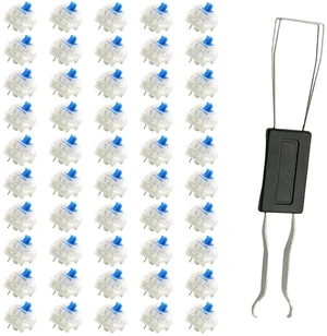 50 PCS Blue Mechanical Keyboard Switches, 3 Pin Keyboard Clicker Replacement with Remover Tool for Mechanical Gaming Keyboards 50 PCS Blue Mechanical Keyboard Switches, 3 Pin Keyboard Clicker Replacement with Remover Tool for Mechanical Gaming Keyboards