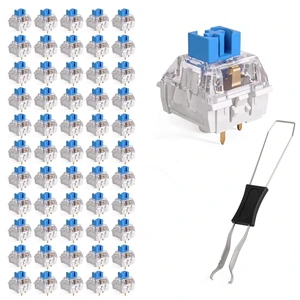 55 Pcs Blue 3 Pin Clicky Tactile Mechanical Keyboard Switches, MX Compatible DIY Replacement Kit with Switch Puller, for Beginners Keyboard Users 55 Pcs Blue 3 Pin Clicky Tactile Mechanical Keyboard Switches, MX Compatible DIY Replacement Kit with Switch Puller, for Beginners Keyboard Users