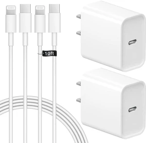 iPhone Fast Charger iPad Charger 2-Pack 20W USB C Wall Charger with USB C to Lightning Cable Compatible with iPhone 14/13/12/11, iPad & More iPhone Fast Charger iPad Charger 2-Pack 20W USB C Wall Charger with USB C to Lightning Cable Compatible with iPhone 14/13/12/11, iPad & More