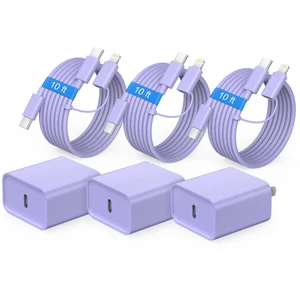 for iPhone 17 16Charger Fast Charging Block 10FT Lightning&USBC Cord Purple | 3 Pack PD 20W USB C Charger with Extra Long Cable Type C Chargers Block for iPhone 17/17 Pro/17 Pro Max/16/15/14/13/12 for iPhone 17 16Charger Fast Charging Block 10FT Lightning&USBC Cord Purple | 3 Pack PD 20W USB C Charger with Extra Long Cable Type C Chargers Block for iPhone 17/17 Pro/17 Pro Max/16/15/14/13/12