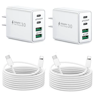 2-Pack iPhone 14 13 Charger Fast Charging, 40W 4-Port USB C Chargers Block with 6FT USB C to Lightning Cable for iPhone 14 13 12 11 Pro Max XS XR X 8, Multi Wall Plug Power Adapter Charging Box 2-Pack iPhone 14 13 Charger Fast Charging, 40W 4-Port USB C Chargers Block with 6FT USB C to Lightning Cable for iPhone 14 13 12 11 Pro Max XS XR X 8, Multi Wall Plug Power Adapter Charging Box