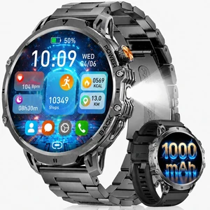 Military Smart Watches for Men, 1.85" HD/1000mAh, Flashlight/Bluetooth Call | zinc-alloy case,40-day batterry,110+sports fitness smartwatch,pedometer,IP68,24/7 heart Rate/SpO2/sleep monitor Military Smart Watches for Men, 1.85" HD/1000mAh, Flashlight/Bluetooth Call | zinc-alloy case,40-day batterry,110+sports fitness smartwatch,pedometer,IP68,24/7 heart Rate/SpO2/sleep monitor