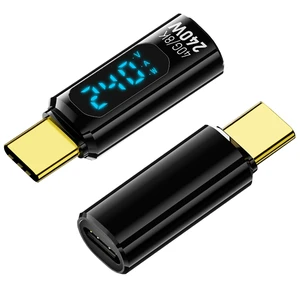 2 Pack USB C Adapter with Digital Display, Black | PD 240W USB-C Male to Female Connector, Support Voltage, Current and Power Smart LED Display 2 Pack USB C Adapter with Digital Display, Black | PD 240W USB-C Male to Female Connector, Support Voltage, Current and Power Smart LED Display
