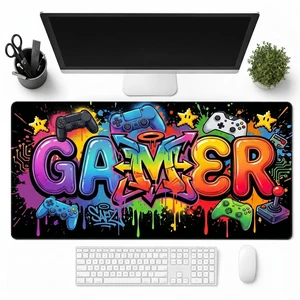 Gaming Mouse Pad, Large Extended Desk Mat for Computer Keyboard and Mouse, Street Art Graffiti Gamer Design, Waterproof Non-Slip Rubber Base for PC Gaming Office Laptop Home 31.5" x 15.75" Gaming Mouse Pad, Large Extended Desk Mat for Computer Keyboard and Mouse, Street Art Graffiti Gamer Design, Waterproof Non-Slip Rubber Base for PC Gaming Office Laptop Home 31.5" x 15.75"