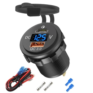 48W 12V USB Outlet USB C Car Socket, PD 30W and QC 18W Car Ports Waterproof Cigarette Lighter Replacement Car Charger Power Outlet with LED Digital Voltmeter for Boat Marine Truck Golf RV, etc. 48W 12V USB Outlet USB C Car Socket, PD 30W and QC 18W Car Ports Waterproof Cigarette Lighter Replacement Car Charger Power Outlet with LED Digital Voltmeter for Boat Marine Truck Golf RV, etc.