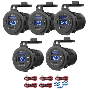 , 5 Pack USB C Charging Adapter, 58W 12v Outlet with PD USB C & QC 3.0 Ports, Waterproof, Voltmeter, Power Switch for Car, Golf Cart, Boat, Marine, Bus, Truck, RV, Motorcycle , 5 Pack USB C Charging Adapter, 58W 12v Outlet with PD USB C & QC 3.0 Ports, Waterproof, Voltmeter, Power Switch for Car, Golf Cart, Boat, Marine, Bus, Truck, RV, Motorcycle
