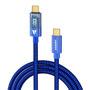6.6ft/200cm Type C Cable Type C Charger Fast Charging Cable 5A PD 100w 6.6FT USB C Cable with LED Display 480Mbps Data Nylon Braided Blue Cable 6.6ft/200cm Type C Cable Type C Charger Fast Charging Cable 5A PD 100w 6.6FT USB C Cable with LED Display 480Mbps Data Nylon Braided Blue Cable