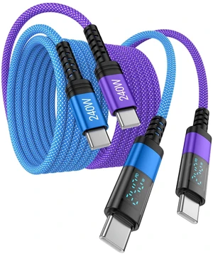 240W USB C to USB C Cable 6ft Type C Fast Charging Cord with LED Display | Braided USB C Charging Cords for Samsung Galaxy S26 Ultra S25 FE S24 A37 A36 A57 A56 A17 A16, iPhone 17 16 Pro Max, 2Pack 240W USB C to USB C Cable 6ft Type C Fast Charging Cord with LED Display | Braided USB C Charging Cords for Samsung Galaxy S26 Ultra S25 FE S24 A37 A36 A57 A56 A17 A16, iPhone 17 16 Pro Max, 2Pack