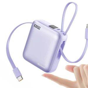 10000mAh Small Portable Charger with Built in Cables LED Display Purple | Mini Power Bank 22.5W USB-C Fast Charging Battery Pack, Travel Essential Power Bank for iPhone, iPad, Samsung, Android 10000mAh Small Portable Charger with Built in Cables LED Display Purple | Mini Power Bank 22.5W USB-C Fast Charging Battery Pack, Travel Essential Power Bank for iPhone, iPad, Samsung, Android