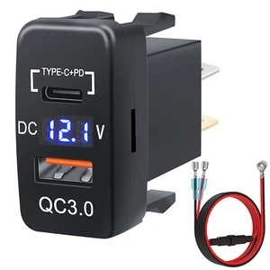 Quick Charge 3.0 & PD USB C Dual USB Port Charger Socket Power Adapter for Toyota Quick Charge 3.0 & PD USB C Dual USB Port Charger Socket Power Adapter for Toyota