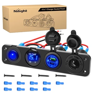 4 in 1 ON/Off Charger Socket Panel Rocker Toggle Switch | PD Type C and QC 3.0 USB Power Outlet LED Voltmeter Cigarette Lighter Control Switches for Truck Car Boats RV ATV UTV 4 in 1 ON/Off Charger Socket Panel Rocker Toggle Switch | PD Type C and QC 3.0 USB Power Outlet LED Voltmeter Cigarette Lighter Control Switches for Truck Car Boats RV ATV UTV