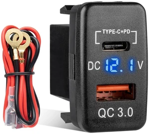 for Toyota USB C Car Charger Socket, 12V/24V Dual USB Outlet PD3.0 & QC3.0 Car USB Port with LED Voltmeter for Toyota Tundra 2005-2006 4Runner 2003-2009 Hilux 2005-2014 (1.57 * 0.9 Inch) for Toyota USB C Car Charger Socket, 12V/24V Dual USB Outlet PD3.0 & QC3.0 Car USB Port with LED Voltmeter for Toyota Tundra 2005-2006 4Runner 2003-2009 Hilux 2005-2014 (1.57 * 0.9 Inch)