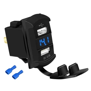 Marine USB Rocker Switch 12V Dual Charger Ports 4.2A Waterproof Outlet Socket with Blue Led Digital Voltmeter for Rocker Switch Panel on Boat RV Car Vehicle Marine USB Rocker Switch 12V Dual Charger Ports 4.2A Waterproof Outlet Socket with Blue Led Digital Voltmeter for Rocker Switch Panel on Boat RV Car Vehicle