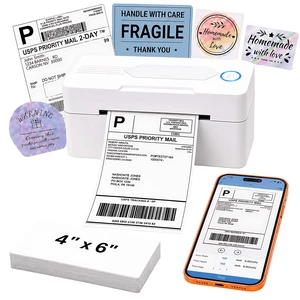 Bluetooth Thermal Shipping Label Printer, 4x6, White | Wireless Thermal Label Printer for Small Business, Compatible with Android, iPhone, Windows & Mac Bluetooth Thermal Shipping Label Printer, 4x6, White | Wireless Thermal Label Printer for Small Business, Compatible with Android, iPhone, Windows & Mac