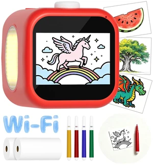 AI Voice Sticker Printer, 3.5" HD Touchscreen Mini Thermal Inkless Printer with Ambient Light, WiFi Portable Sticker Maker Machine with 2000mAh Battery for Kids DIY, Journaling & Gift(Red) AI Voice Sticker Printer, 3.5" HD Touchscreen Mini Thermal Inkless Printer with Ambient Light, WiFi Portable Sticker Maker Machine with 2000mAh Battery for Kids DIY, Journaling & Gift(Red)
