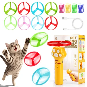 Cat Toy Disc Launcher, Rechargeable Interactive Cat Fetch Toy Launcher with 8 Flying Discs, Flying Enrichment Toys for Indoor Bored Kittens & Adult Cats (Yellow) Cat Toy Disc Launcher, Rechargeable Interactive Cat Fetch Toy Launcher with 8 Flying Discs, Flying Enrichment Toys for Indoor Bored Kittens & Adult Cats (Yellow)