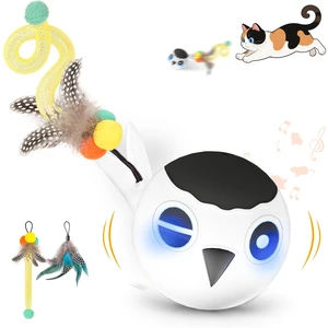 Cat Ball Toy, Upgraded Smart Motion Sensor Moving Ball with 3 Speed Modes & 4 Sounds, Interactive Toy for Indoor Cats, Motion Activated, Chirping Light, 2 Feather Tails(White) Cat Ball Toy, Upgraded Smart Motion Sensor Moving Ball with 3 Speed Modes & 4 Sounds, Interactive Toy for Indoor Cats, Motion Activated, Chirping Light, 2 Feather Tails(White)