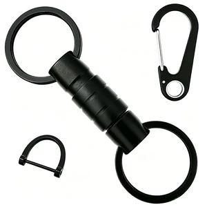 Quick Release Keychain Carabiner Clip D Ring, Pull Apart Detachable Key Ring Car Home Swivel Key Chain Outdoor EDC (Black) Quick Release Keychain Carabiner Clip D Ring, Pull Apart Detachable Key Ring Car Home Swivel Key Chain Outdoor EDC (Black)