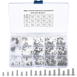 800Pcs Tiny Screws for Electronics, Micro Small Pan Head Machine Screws Assortment Kit for Eyeglasses, Watches, Clocks, Mobile Phone, M1/M1.2/M1.4/M1.6/M1.7 (800) 800Pcs Tiny Screws for Electronics, Micro Small Pan Head Machine Screws Assortment Kit for Eyeglasses, Watches, Clocks, Mobile Phone, M1/M1.2/M1.4/M1.6/M1.7 (800)