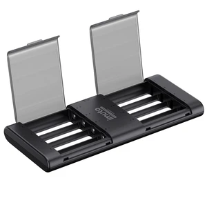Rechargeable aa Batteries 8 Slot Li-ion & NiMH Slim Charger | Ultra-slim travel charger, flip-top battery storage, independent charging slots, USB-C power input, home and travel use Rechargeable aa Batteries 8 Slot Li-ion & NiMH Slim Charger | Ultra-slim travel charger, flip-top battery storage, independent charging slots, USB-C power input, home and travel use