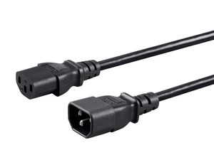 Extension Cord - IEC 60320 C14 to IEC 60320 C13, 10 Amp, 1250 Watt, 3-Prong, 18AWG, 4 Feet, Black Extension Cord - IEC 60320 C14 to IEC 60320 C13, 10 Amp, 1250 Watt, 3-Prong, 18AWG, 4 Feet, Black