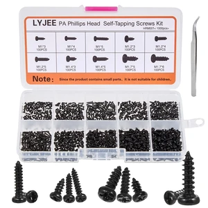 Small Screws Assortment Kit, 1000pcs Miniature Phillips Replacement Screws for Glasses Watch Clock, 10 Kinds M1 M1.2 M1.4 M1.7 Phillips Head Self-Tapping Screws Small Screws Assortment Kit, 1000pcs Miniature Phillips Replacement Screws for Glasses Watch Clock, 10 Kinds M1 M1.2 M1.4 M1.7 Phillips Head Self-Tapping Screws