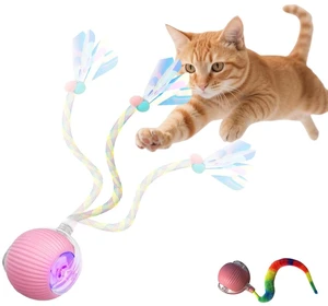 Interactive Dog Cat Toy Ball, Upgraded Rechargable Rolling Pet Ball with 2 Tails, Smart Automatic Moving Toy for Bored Indoor Kitty Puppy -Pink Interactive Dog Cat Toy Ball, Upgraded Rechargable Rolling Pet Ball with 2 Tails, Smart Automatic Moving Toy for Bored Indoor Kitty Puppy -Pink