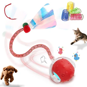 Interactive Cat Toy Ball, Red1, Indoor Cats | Automatic, Elastic Mesh Tail, Rechargeable Rolling, Cat Enrichment Interactive Cat Toy Ball, Red1, Indoor Cats | Automatic, Elastic Mesh Tail, Rechargeable Rolling, Cat Enrichment