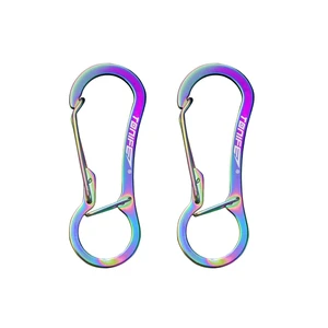 Carabiner Clip 2-Pack, Stainless Steel Carabiner Keychain, Spring Snap Hook for Dog Leash and Key Ring (MT2803 Rainbow Titanium*2) Carabiner Clip 2-Pack, Stainless Steel Carabiner Keychain, Spring Snap Hook for Dog Leash and Key Ring (MT2803 Rainbow Titanium*2)