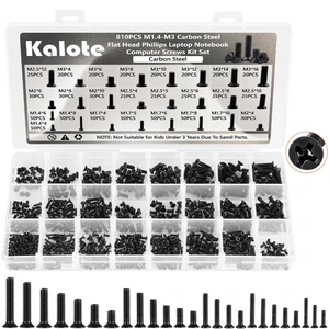 810Pcs Black Laptop Screws Kit M1.4-M3 Carbon Steel Replacemen | High-Hardness Carbon Steel to Prevent Stripping,M1.4 M1.7 M2 M2.5 M3, Flat Head Phillips, For Lenovo Toshiba HP IBM Dell Sony 810Pcs Black Laptop Screws Kit M1.4-M3 Carbon Steel Replacemen | High-Hardness Carbon Steel to Prevent Stripping,M1.4 M1.7 M2 M2.5 M3, Flat Head Phillips, For Lenovo Toshiba HP IBM Dell Sony
