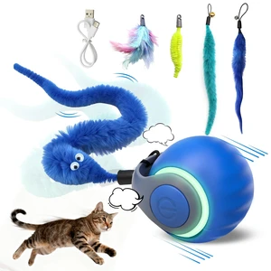 1 PCS Interactive Cat Toy Ball,Newly Speedy Tail and Moving Cat Tail Toy, Indoor Interactive Kitten Teaser Toys for Boredom, Automatic Cat Exercise Toy for Cats with 4 Tails-Blue 1 PCS Interactive Cat Toy Ball,Newly Speedy Tail and Moving Cat Tail Toy, Indoor Interactive Kitten Teaser Toys for Boredom, Automatic Cat Exercise Toy for Cats with 4 Tails-Blue