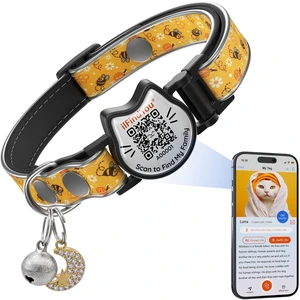 Breakaway Cat Collar QR Code, Reflective Bell, Adjustable Kitten, Bees | Breakaway Safety Buckle, Reflective Strips, Name ID Plate, Lightweight for Small Cats Kittens Breakaway Cat Collar QR Code, Reflective Bell, Adjustable Kitten, Bees | Breakaway Safety Buckle, Reflective Strips, Name ID Plate, Lightweight for Small Cats Kittens