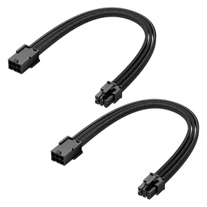 2-Pack 6-Pin PCIe Extension Cable, 10 Inches | GPU Power Extension, 6-Pin PCIe Female to Male, Braided Design, Locking Latch 2-Pack 6-Pin PCIe Extension Cable, 10 Inches | GPU Power Extension, 6-Pin PCIe Female to Male, Braided Design, Locking Latch