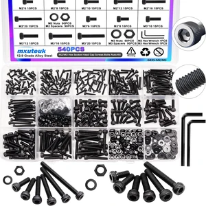 540PCS M2 M3 Metric Screws Assortment Set Suitable for 3D Printer DIY,Hex Socket Head Cap Screws Bolts Nuts Kit,12.9 Grade Alloy Steel Black Zinc Plated Assorted Screws with Hex Wrench 540PCS M2 M3 Metric Screws Assortment Set Suitable for 3D Printer DIY,Hex Socket Head Cap Screws Bolts Nuts Kit,12.9 Grade Alloy Steel Black Zinc Plated Assorted Screws with Hex Wrench