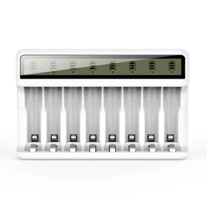 8 Bay AA AAA Battery Charger with LCD Display (USB Quick Charging, Independent Slot) for Ni-MH Ni-CD Rechargeable Batteries 8 Bay AA AAA Battery Charger with LCD Display (USB Quick Charging, Independent Slot) for Ni-MH Ni-CD Rechargeable Batteries