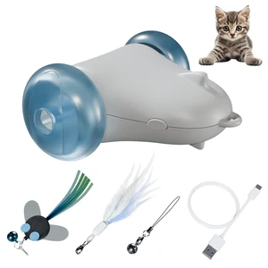 Rolling Rover Interactive Cat Toy with RGB Wheels, Automatic Moving Mouse-Shaped Design, Feather Butterfly and Bell Attachments, Smart Motion Activated for Indoor Cats & Kittens (Blue) Rolling Rover Interactive Cat Toy with RGB Wheels, Automatic Moving Mouse-Shaped Design, Feather Butterfly and Bell Attachments, Smart Motion Activated for Indoor Cats & Kittens (Blue)