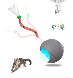 1PC Interactive Cat Toys for Indoor Cats,2025 New Generation Interactive Cat Ball Toy with Elastic Mesh Tail,Automatic Cat/Kitten Toys with Chirping & Motion Activate,Cat Toys for Bored Indoor,Gray 1PC Interactive Cat Toys for Indoor Cats,2025 New Generation Interactive Cat Ball Toy with Elastic Mesh Tail,Automatic Cat/Kitten Toys with Chirping & Motion Activate,Cat Toys for Bored Indoor,Gray