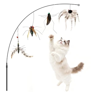 Cat Wand Toy, 4PC Flying Bug Toys for Cats(4PC Bug Refills + 1PC Cat Wand) | Cat Wand Attachments, Cat Wand Toys for Bored Indoor Adult Cats Cat Wand Toy, 4PC Flying Bug Toys for Cats(4PC Bug Refills + 1PC Cat Wand) | Cat Wand Attachments, Cat Wand Toys for Bored Indoor Adult Cats