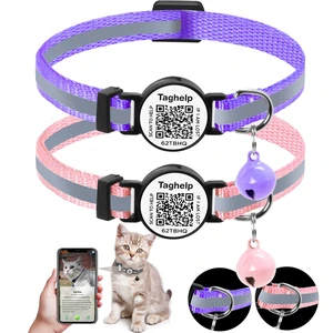 2 Pack Breakaway Cat Collar with QR Code & Bell, Reflective Safety Collar with Never-Lost Digital ID Tag, Adjustable 7.5-12.5 Inch for Indoor Outdoor Cats (Purple & Pink) 2 Pack Breakaway Cat Collar with QR Code & Bell, Reflective Safety Collar with Never-Lost Digital ID Tag, Adjustable 7.5-12.5 Inch for Indoor Outdoor Cats (Purple & Pink)