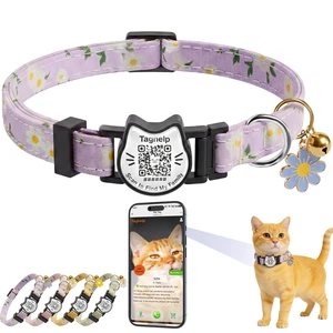 Breakaway Cat Collar with QR Code Tag and Bell (Purple) | Quick-Release Buckle,Flowers Pendant Cute Kitten Cat Collar Suitable for Girls and Boys Breakaway Cat Collar with QR Code Tag and Bell (Purple) | Quick-Release Buckle,Flowers Pendant Cute Kitten Cat Collar Suitable for Girls and Boys