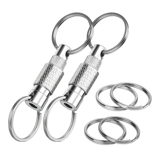 Aluminum Quick Release Swivel Keychain, Pull Apart Detachable Retractable Keychain Practical Car Key Holder with 4 Key Rings Aluminum Quick Release Swivel Keychain, Pull Apart Detachable Retractable Keychain Practical Car Key Holder with 4 Key Rings