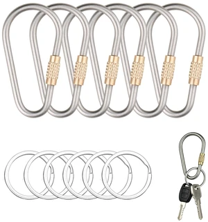 6 Pack Titanium Screw Lock Carabiners, Small Keychain Clips with Key Rings | Practical daily EDC accessory, ideal for purse charms, dog leashes, pet tags, fishing gear, outdoor gear and DIY charms 6 Pack Titanium Screw Lock Carabiners, Small Keychain Clips with Key Rings | Practical daily EDC accessory, ideal for purse charms, dog leashes, pet tags, fishing gear, outdoor gear and DIY charms