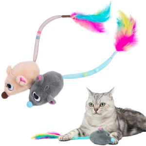 Catify Interactive Cat Toy - Squeaking Mice Set, Beige & Gray | Catnip Infused, Tap to Activate Squeaks, Soft, For Indoor Kittens & Cats, Independent Play, Attaches to Wand, Pack of 2 Catify Interactive Cat Toy - Squeaking Mice Set, Beige & Gray | Catnip Infused, Tap to Activate Squeaks, Soft, For Indoor Kittens & Cats, Independent Play, Attaches to Wand, Pack of 2