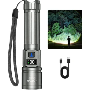 Rechargeable Flashlight Super Bright Flashlight (Titanium) | LCD Digital Display, 5 Modes, USB C Charging, Zoomable Linternas, Powerful Handheld Flashlights for Home Emergencies Camping Rechargeable Flashlight Super Bright Flashlight (Titanium) | LCD Digital Display, 5 Modes, USB C Charging, Zoomable Linternas, Powerful Handheld Flashlights for Home Emergencies Camping
