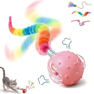 Automatic Chirping Cat Ball, 3 Interchangeable Tails for Indoor Cats, Pink | Self-moving interactive cat toy, entertains bored kittens, automatic self-play enrichment for indoor cats Automatic Chirping Cat Ball, 3 Interchangeable Tails for Indoor Cats, Pink | Self-moving interactive cat toy, entertains bored kittens, automatic self-play enrichment for indoor cats