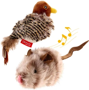 Automatic Cat Toys Pack, Interactive Electronic Squeaky Animals Bird and Mouse, Plush Toys for Cats to Play Alone, 2 Pcs Automatic Cat Toys Pack, Interactive Electronic Squeaky Animals Bird and Mouse, Plush Toys for Cats to Play Alone, 2 Pcs